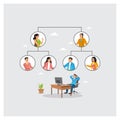 Business Team Hierarchy Diagram With Office Worker At Desk And Connected Colleagues In Workplace Royalty Free Stock Photo