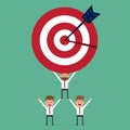 Business team holding the big target.Teamwork concept. Royalty Free Stock Photo