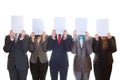 Business team holding blank papers. Royalty Free Stock Photo