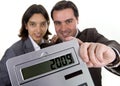 Business team holding a calculator Royalty Free Stock Photo