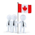 Business team holding flag of Canada. Isolated. Contains clipping path