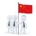 Business team holding flag of China. Isolated. Clipping path