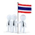 Business team holding flag of Thailand. Isolated with clipping path