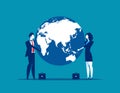 Business team holding the globe. Concept business vector illustration. Royalty Free Stock Photo