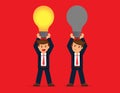 Business team holding idea light bulbs above his head. Concept business creative ideas Royalty Free Stock Photo