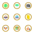 Business team icons set, cartoon style Royalty Free Stock Photo