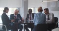 Business team leaving office after successful corporate meeting Royalty Free Stock Photo