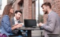 Usiness team at lunchtime. Royalty Free Stock Photo