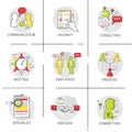 Business Team Meeting Brainstorm Process, Candidate Vacancy Consulting Communication Icon Set