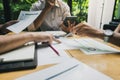 Business team meeting and discussing project plan. Businessmen discussing together in meeting room. Professional investor working Royalty Free Stock Photo