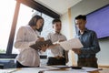 Business team meeting and discussing project plan. Businessmen discussing together in meeting room. Royalty Free Stock Photo