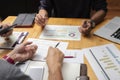 Business team meeting and discussing project plan. Businessmen discussing together in meeting room. Professional investor working Royalty Free Stock Photo