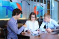 Business team negotiates talk and discuss Royalty Free Stock Photo