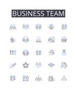 Business team line icons collection. Management group, Office staff, Corporate squad, Marketing team, Sales force