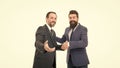 Business team. Business people concept. Men bearded wear formal suits. Well groomed business men. Partnership and