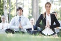 Business team practicing yoga Royalty Free Stock Photo