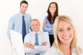 Business team pretty businesswoman with colleagues Royalty Free Stock Photo