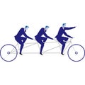 Business team riding bicycle tandem vector icon