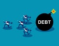 Business team run away from debt. Concept business vector, Bomb, Loan, Teamwork Royalty Free Stock Photo