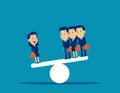 Business team on seesaw. Concept business vector illustration, Corporate, Flat cut character style