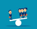 Business team on seesaw. Concept business vector illustration, Corporate, Flat cut character style
