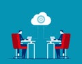 Business team sharing information in service internet or cloud. Concept business collaboration vector illustration