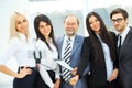 business team with signed contract Royalty Free Stock Photo