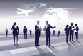 Business Team Silhouette Businesspeople Group Human Resources over World Map Trip Flight Concept Royalty Free Stock Photo