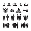 Business team, silhouette people, employee, group, crowd vector icons set