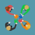 Business team solution partnership teamwork vector flat top view Royalty Free Stock Photo