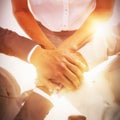 Business team stacking hands Royalty Free Stock Photo