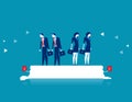 Business team standing on candle burning at both ends. Concept business vector illustration Royalty Free Stock Photo