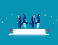 Business team standing on candle burning at both ends. Concept business vector illustration Royalty Free Stock Photo