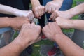 Business team standing hands together people joining for cooperation success business. Teamwork concept Royalty Free Stock Photo