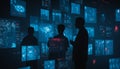 Business Team Strategizing with Digital screen and Technology for Advanced Marketing Insights and Data-Driven Investment Decisions