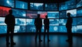Business Team Strategizing with Digital screen and Technology for Advanced Marketing Insights and Data-Driven Investment Decisions