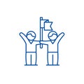 Business team success line icon concept. Business team success flat vector symbol, sign, outline illustration.
