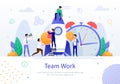 Business Team Successful Work Flat Vector Poster Royalty Free Stock Photo