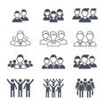 Business team symbols. People corporate crowd employee silhouettes vector icon set Royalty Free Stock Photo