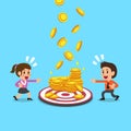 Business team with target and money coins