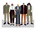 Business team. Teamleader with employees, office workers portrait and professional office people group flat vector