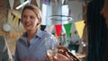 Business team toasting glasses celebrating corporate victory in office close up. Royalty Free Stock Photo