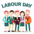 Labour Day poster people vector illustration on white