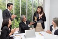 Business team winning trophy in the office . Businessman with te Royalty Free Stock Photo