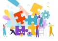 Business team work design, teamwork partnership puzzle vector illustration. Success strategy concept, people corporate