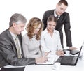 Business team working with financial documents in the office. Royalty Free Stock Photo