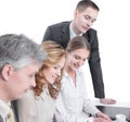 Business team working with financial documents in the office. Royalty Free Stock Photo