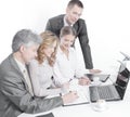 Business team working with financial documents in the office. Royalty Free Stock Photo