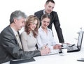 Business team working with financial documents in the office. Royalty Free Stock Photo