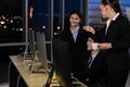 Business team working overtime late at night in call center office. Concept for business at night Royalty Free Stock Photo